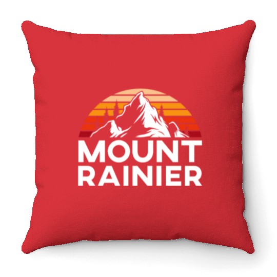 Mount Rainier Mountaineer Summit Sport Hiking Throw Pillows