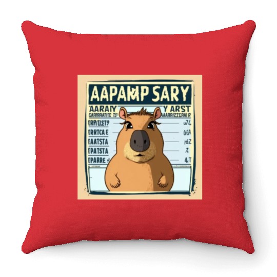 Wanted for 93 Felonies Na Capybara Mugshot Outlaw Throw Pillows