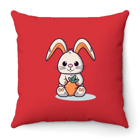 Cute Little Bunny Glasses Rabbit Kids Easter Day Throw Pillows