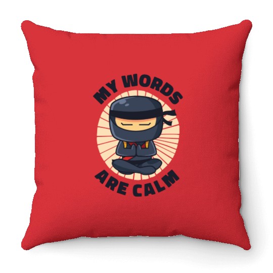 Serenity Ninja Fan Calm Yoga Lover Peaceful Throw Pillows