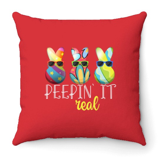 Peepin 39 It Real Happy Easter Bunny Egg Hunt Throw Pillows