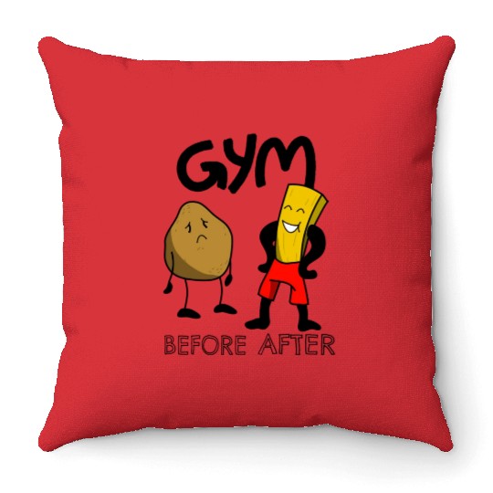 Funny Gym Potatoes Fitness Fun Throw Pillows