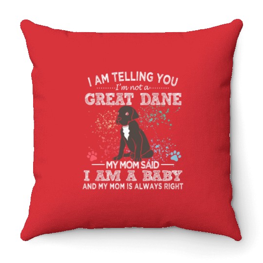 Black Great Dane Mom Puppy Baby Dog Mothers Day Throw Pillows