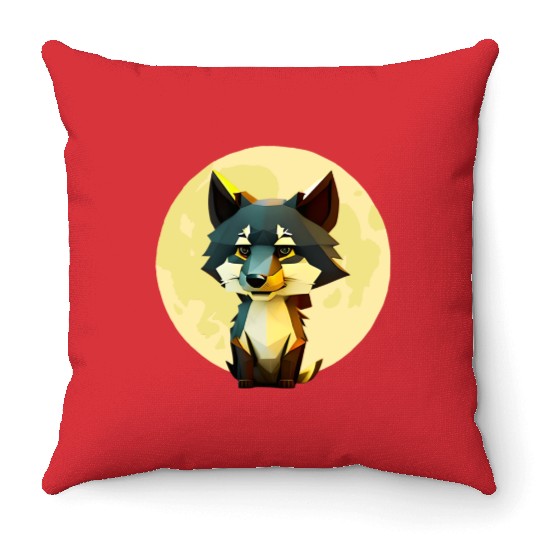 Wolf howling at the moon graphic Throw Pillows