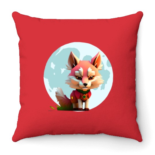 Wolf howling at the moon graphic Throw Pillows