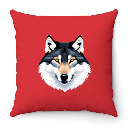 Wolf howling at the moon graphic Throw Pillows