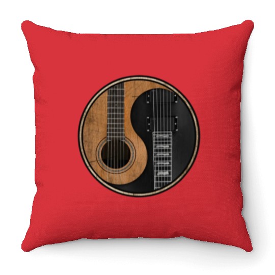 Ying Yang Guitar ArTwork Throw Pillows