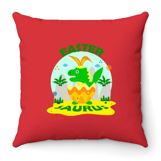 Easter Saurus Throw Pillows