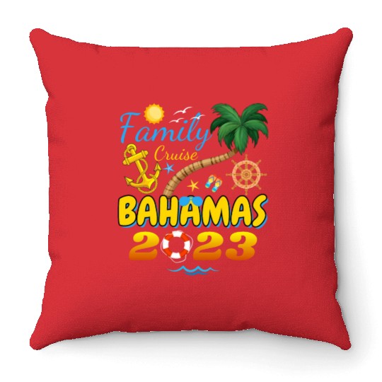 Family Cruise The Bahamas 2023 Matching Group Throw Pillows