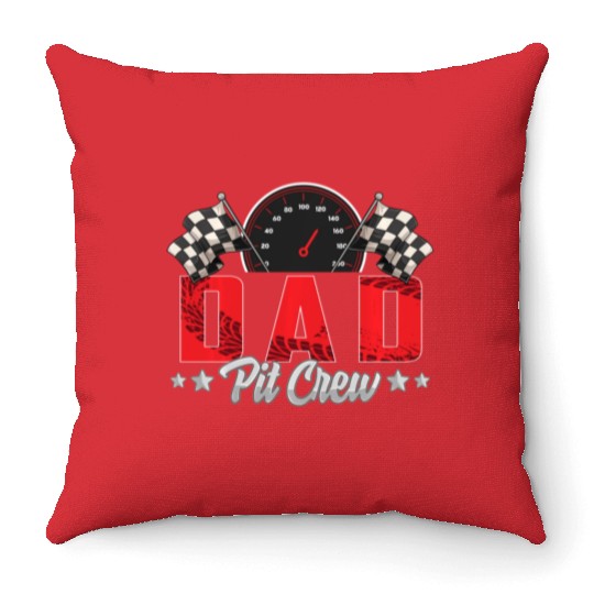 Race Car Birthday Party Racing Family Dad Pit Crew Throw Pillows