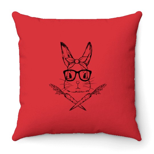 Jolly Roger Easter Bunny with Carrot Cross Bones Throw Pillows