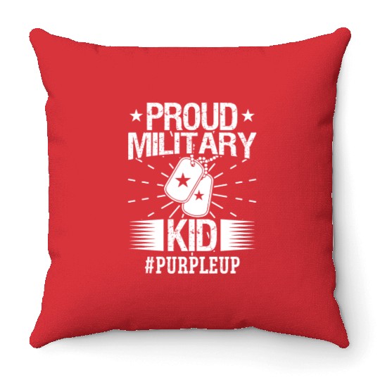 Soldier proud military kid #purpleup army veteran Throw Pillows