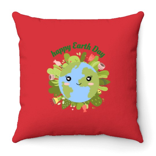 Happy Earth Day Throw Pillows