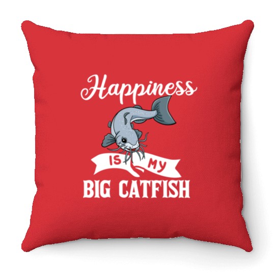 Catfish Fishing Gift Flathead Catfishing girl Throw Pillows