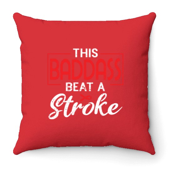 Beat Stroke Survivor Red Stroke Awareness Month Throw Pillows