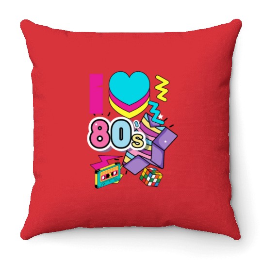 I Love 80s funny 80s women style Throw Pillows