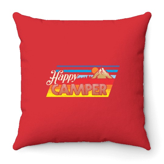 Happy Camper Throw Pillows