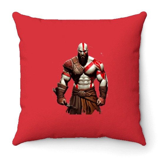 iconic Kratos, the God of War Throw Pillows