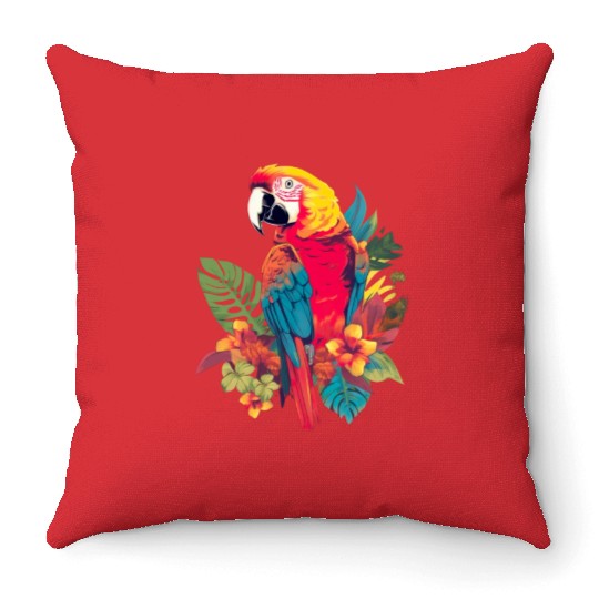 Macaw Parrot for a Bird Lover Animal Lover Throw Pillows