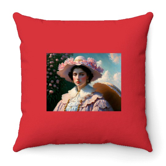 sad woman Throw Pillows