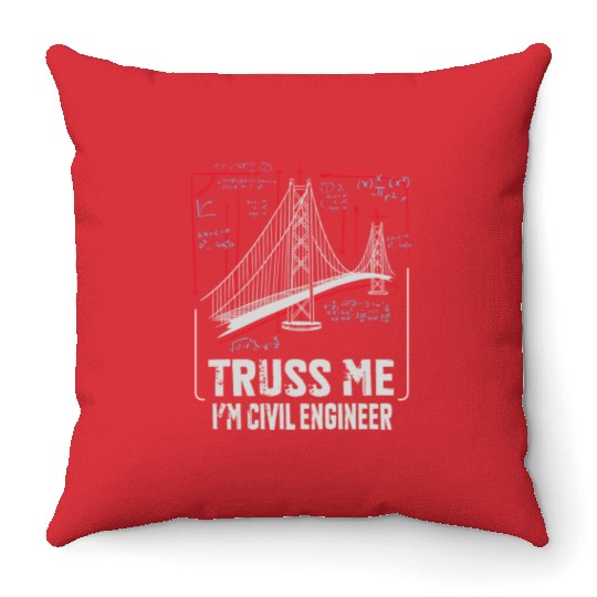 Civil Engineer Bridge Calculus Scheme Throw Pillows