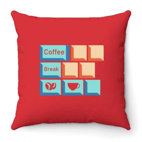 Coffee Break Keyboard Key Caffeine Lover Relatable Throw Pillows
