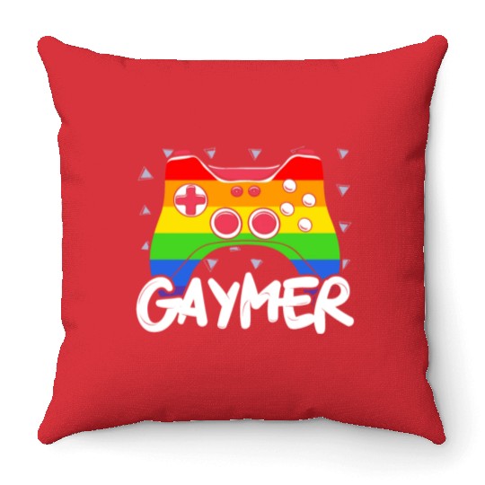 Gaymer Video Game Rainbow Pride Month LGBTQ Gay Throw Pillows