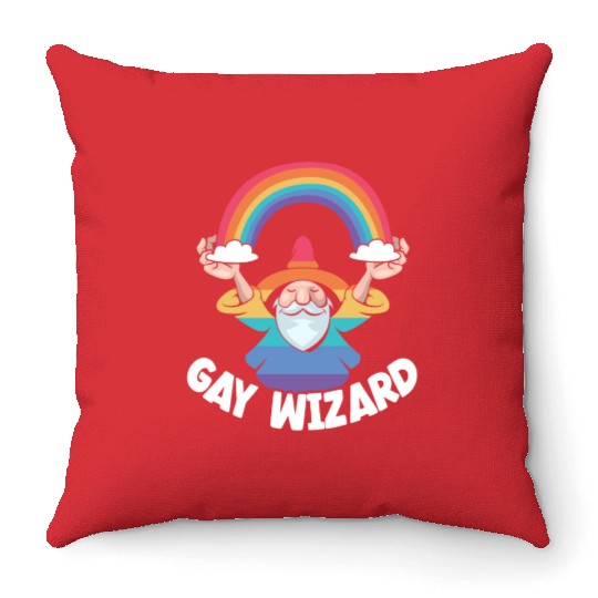 Gay Wizard Rainbow Pride Month LGBTQ Gay Pride Throw Pillows