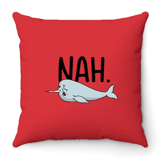 Procrastinating Narwhal Lover Aquatic Animals Throw Pillows
