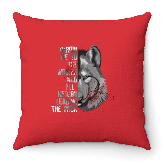 Motivation wolf pack Throw Pillows