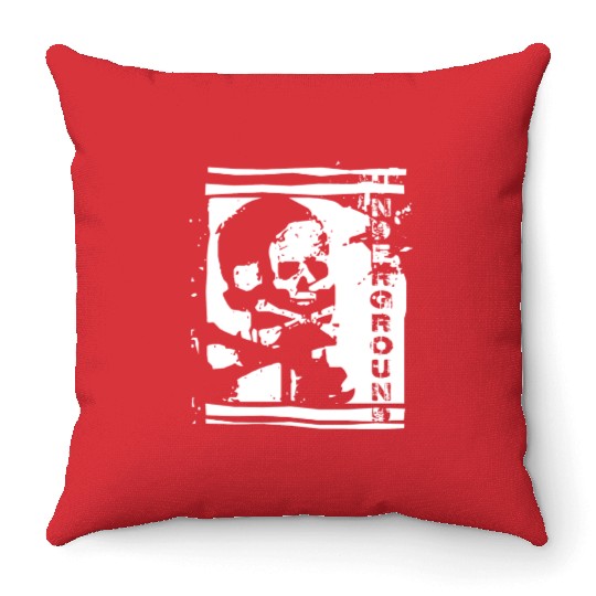 UNDERGROUND skull PUNK design Throw Pillows