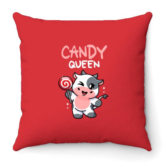 Candy Queen I Lollipop I Cow I Kids I Candy Throw Pillows