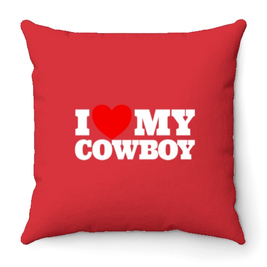 I Love My Cowboy Red Heart Cowboys Love My Cowboy Throw Pillows