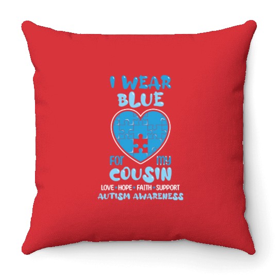 Wear Puzzle April Blue For Cousin Autism Awareness Throw Pillows