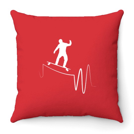 I Love Longboarding Skateboard Heartbeat Longboard Throw Pillows