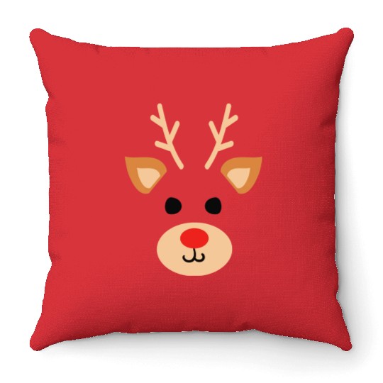 Rudolph Red Nosed Reindeer Antlers Deer Christmas Throw Pillows