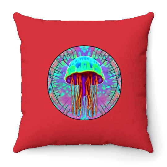 Glowing Jellyfish Throw Pillows