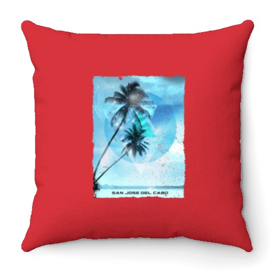 Artistic San Jose Del Cabo Mexico Palm Tree Throw Pillows