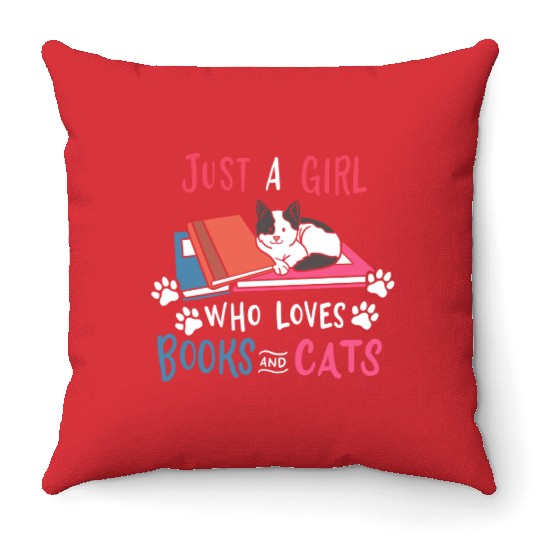 Book Cat Books And Cats Throw Pillows