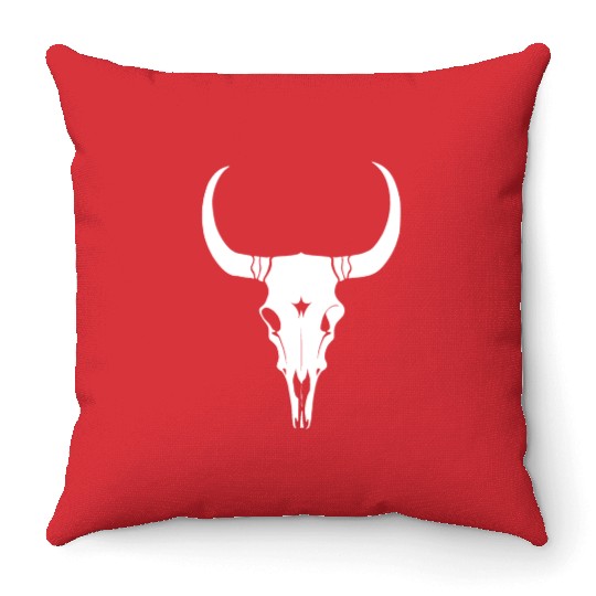 Cattle Skull Cow Skull Rodeo Western Skeleton Throw Pillows