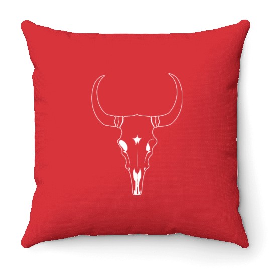 Cattle Skull Cow Skull Rodeo Western Skeleton Throw Pillows