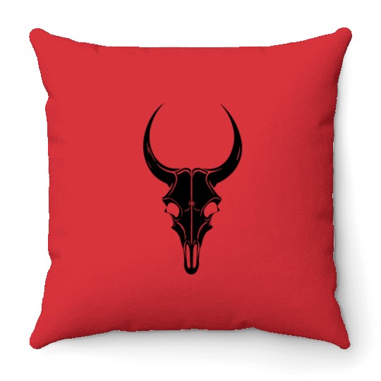 Cattle Skull Cow Skull Rodeo Western Skeleton Throw Pillows