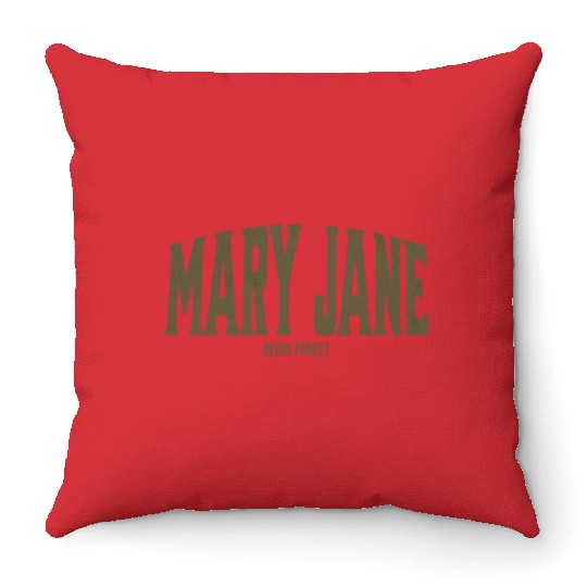 Mary Jane Marijuana Funny Graphic Throw Pillows Throw Pillows