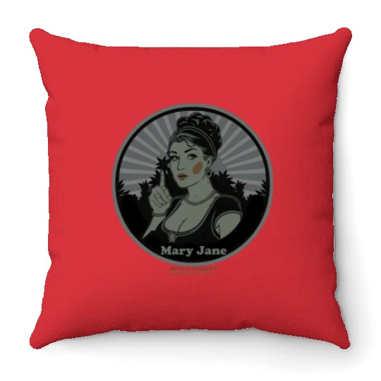 Mary Jane Lady Marijuana Funny Graphic Throw Pillows