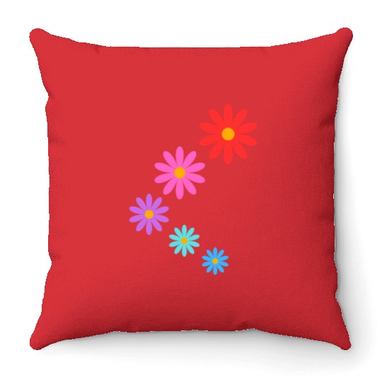 falling multi colored flowers Throw Pillows