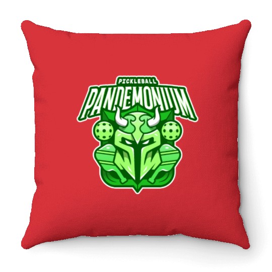 Pickleball Pandemonium | Paddle Sports Player Throw Pillows