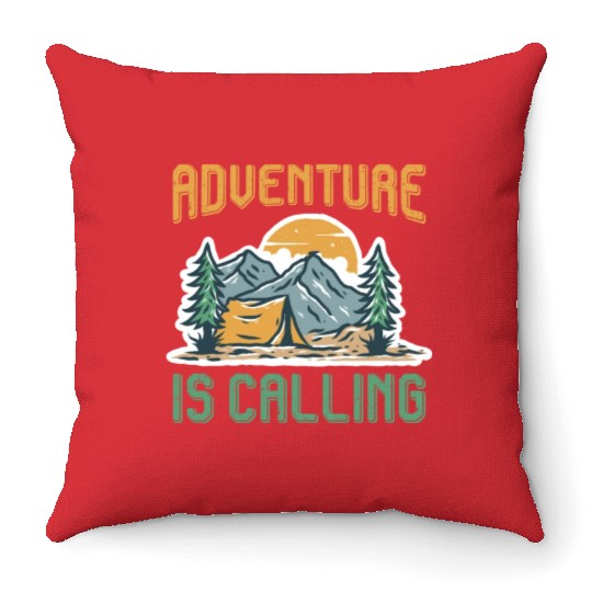 Adventure is calling Mountain lover Hiking Throw Pillows