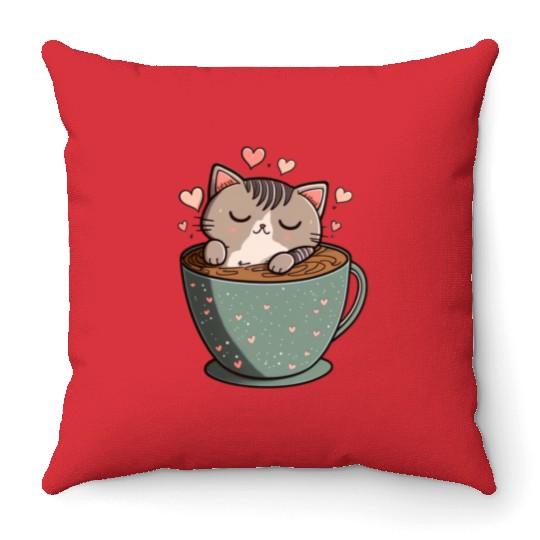 Caffeine Kitties A Sweet Valentines Day Gift Throw Pillows