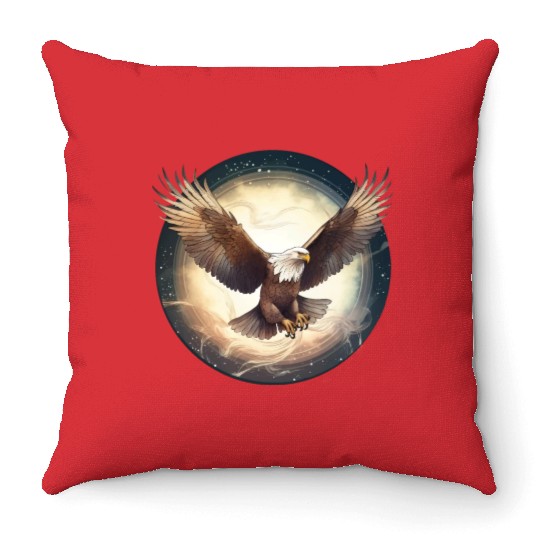 Flying Bald Eagle Throw Pillows