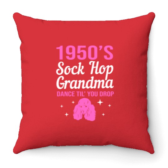 Retro Dance 1950s Sock Hop Dancing Grandma Throw Pillows